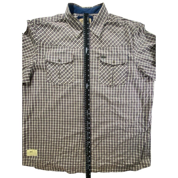 Vintage 1999 Rocawear 3XL Plaid Button Up Shirt Brown Embroidered Back Y2K R+ - Picture 9 of 15